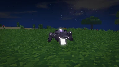 A Rivenmaw low on a meadow at night: a long body of stone plates laced with violet light, four sprawled limbs, a tail ending in a crystal blade, its eyeless head split open on crystal teeth.