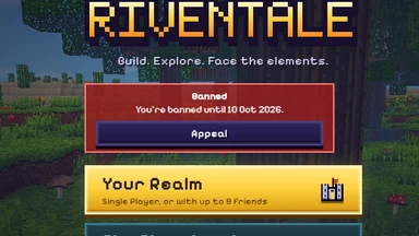 The title menu after a ban: Banned, the day the ban ends, and the Appeal button.