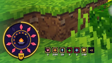 Effect icons in their sockets beside the medallion, each with its seconds under it.