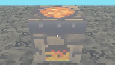 A Hearth Pot: an iron pot sunk into a brick hearth, the fire showing below.