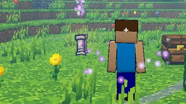 A Ward set down in a meadow, its gem glowing, with a player standing in its reach.